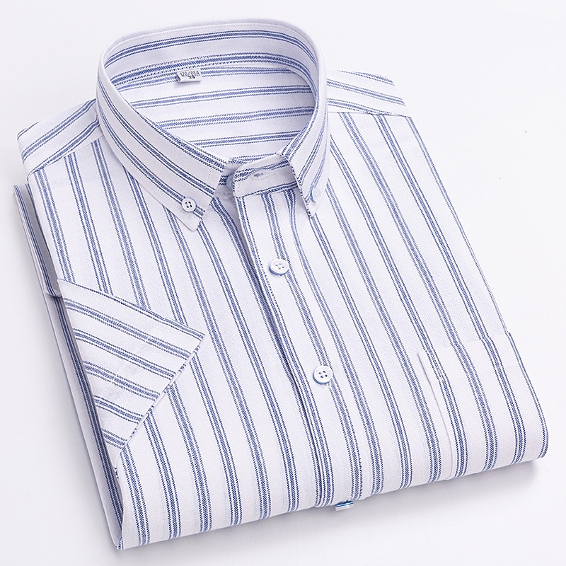 Herren Oberhemd Gestreiftes Hemd Hemd Oxford Hemd Kariert / Gestreift / Chevron Hochzeit Büro & Karriere Kastanienbraun Hellgelb Hellblau Weiß Langarm Hemdkragen Frühling Sommer Bekleidung Kreuz 2025 - $31.99 –P6
