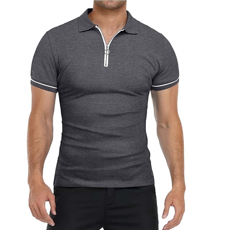 Men's Golf Shirt Polo Sports & Outdoor Casual Quarter Zip Short Sleeve Fashion Streetwear Solid Color Plain Zipper Summer Light Blue Black White Red Navy Blue Dark Grey Golf Shirt 2025 - $16.49 –P8