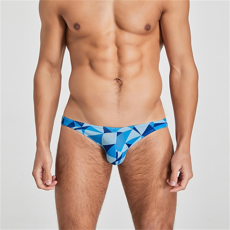 Men's 1 PC Briefs Print Spandex Polester / Cotton Blend Washable Comfortable Geometric Graphic Prints Low Rise Black Red 2025 - $8.99 –P3
