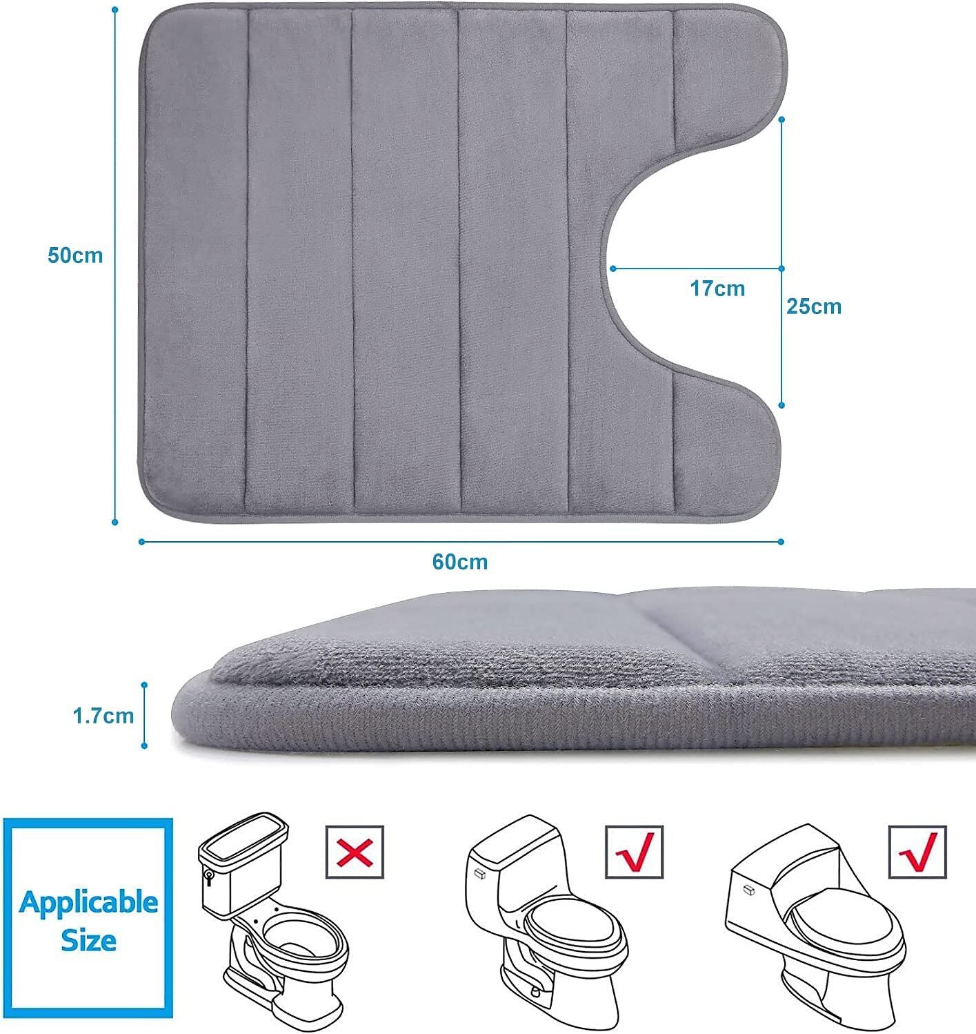 Badematte aus Memory-Schaum, rutschfeste Kontur-WC-Badematte, U-förmige, rutschfeste, saugfähige, dicke, weiche, waschbare Badezimmerteppiche, Bodenteppich, Badematte für Badezimmer, Waschbecken, 2025 - $7.99 –P2