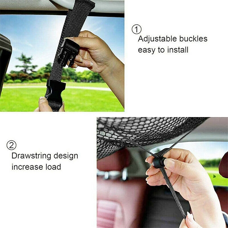 suv auto plafond opslag netto zak dubbellaags gaas auto daktas interieur bagagenet ademende netzak auto opbergen opruimen reizen lange reis camping interieur accessoires 2025 - $17.99 –P8