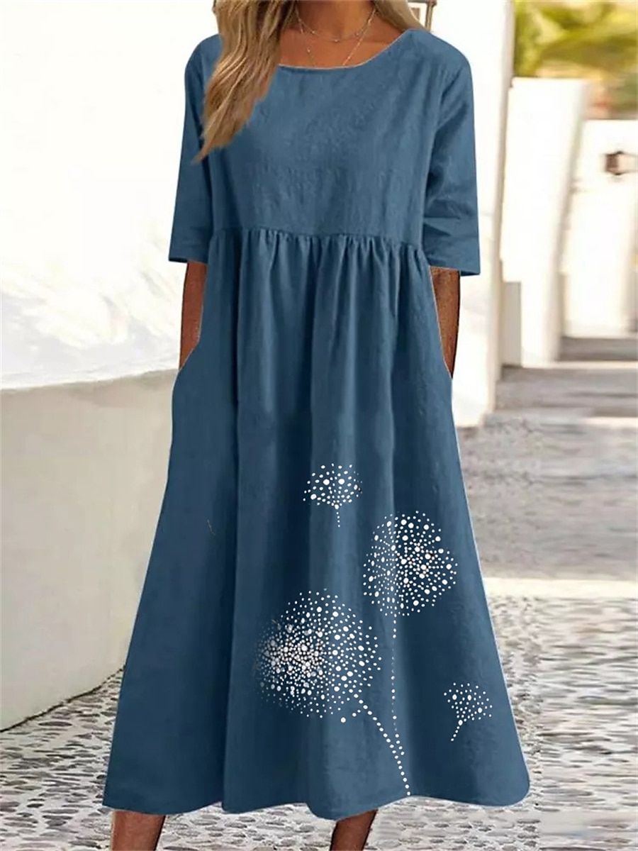 Per donna Verde militare Nero Rosa Estate Primavera Autunno Abito maxi Abiti in cotone e lino Vestito Casual Abito a tunica Essenziale Casual Maturo All'aperto Vacanza Quotidiano Vestibilità comoda del 2025 a $32.99 –P6
