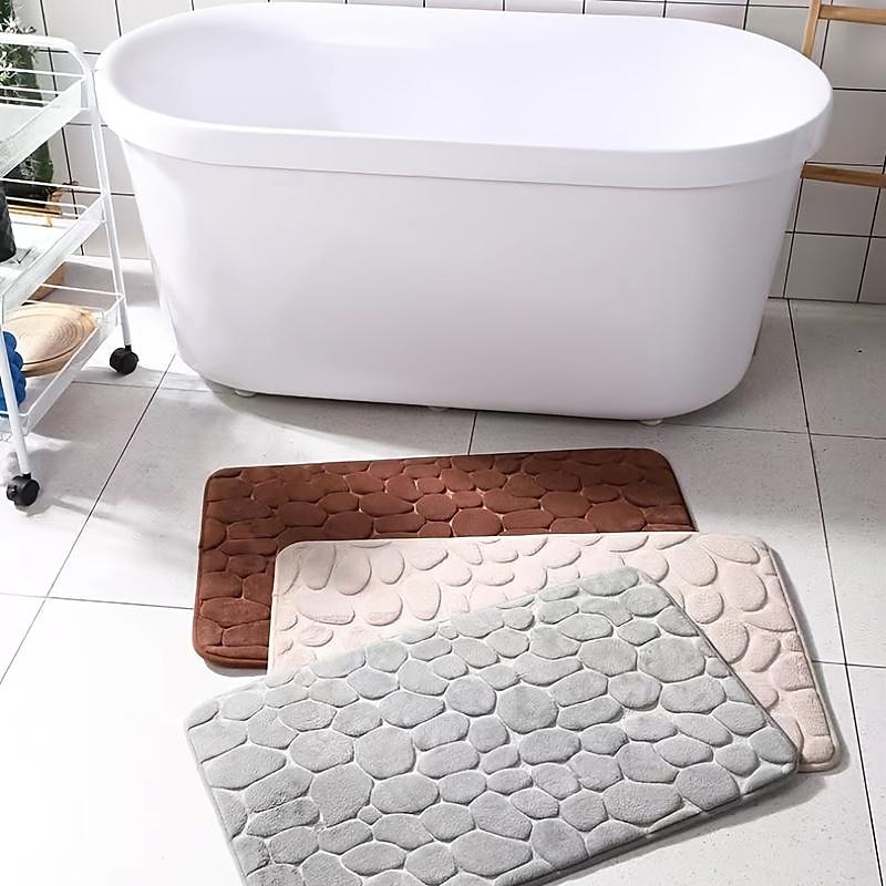 3 st badmatta halkfria badrumsmattor, ultramjuk halkfri badmatta och absorberande badmattor, inkluderar u-formad konturmatta, toalettlocksöverdrag 2025 - $18.99 –P7