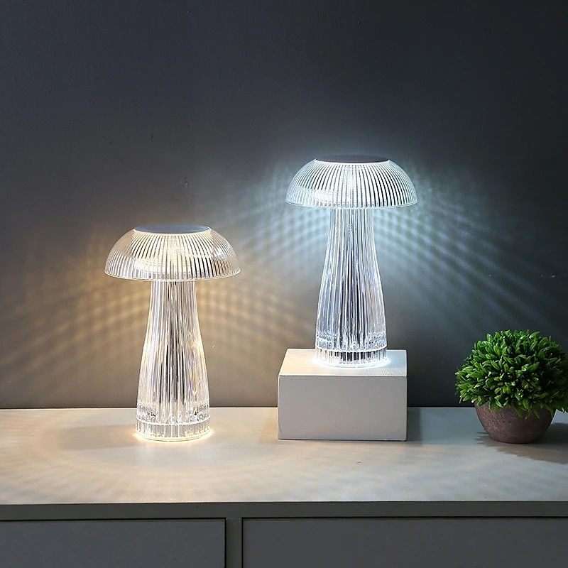 Lámpara de medusas creativa moderna, lámpara de mesa recargable de cristal, luces nocturnas, atenuador táctil de hongo, lámpara rgb, 16 colores para la decoración de la mesita de noche del hogar, 2025 - $39.99 –P8