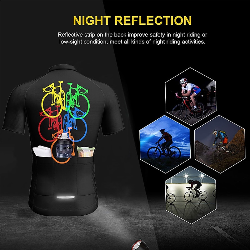21Grams Men's Cycling Jersey Short Sleeve Bike Top with 3 Rear Pockets Mountain Bike MTB Road Bike Cycling Breathable Moisture Wicking Quick Dry Reflective Strips Yellow Pink Red Graphic Polyester 2025 - $28.99 –P4