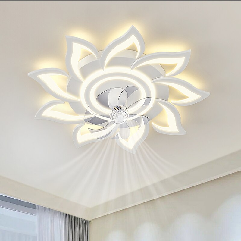 LED Ceiling Fans Dimmable with Remote Contral Flower Design Flush Mount Ceiling Lamp Acrylic Lampshade Chandelier Bedroom Living Room 2025 - $244.69 –P4