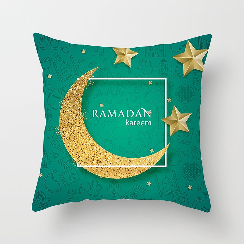 ramadan kareem kuddfodral eid mubarak 1 st mjukt dekorativt fyrkantigt kuddfodral örngott för sovrum vardagsrum soffa soffstol maskintvättbar 2025 - $10.99 –P13