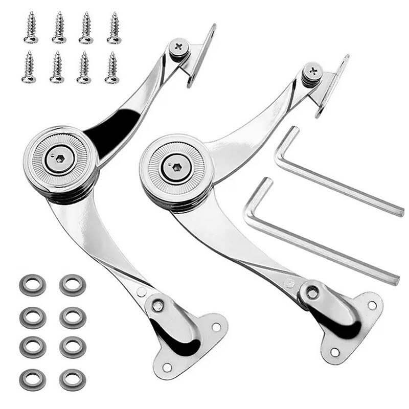 2 stk hydrauliske tilfeldig stoppede hengsler kjøkkenskapdør justerbar polert hengsel møbler løfte opp klaff stag støtte hardware 2025 - $20.99 –P2