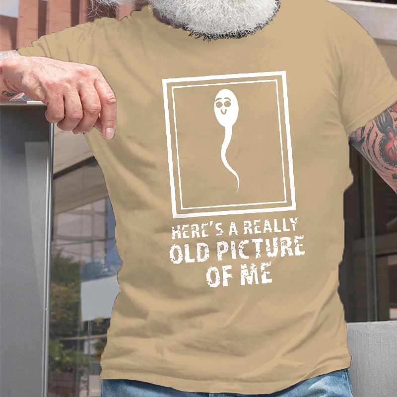 Funny Men's Graphic T-Shirt - 'Here's A Really Old Picture Of Me' Sperm Cell Humor Tee 2025 - $15.99 -P14