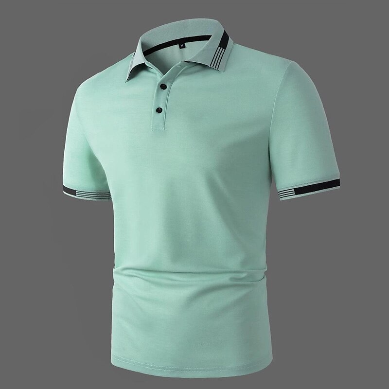 Herren Poloshirt Golfhemd Strasse Casual Klassisch Kurzarm Modisch Basic Farbblock Taste Sommer Regular Fit Grasgrün Hellhimmelblau Schwarz Weiß Rosa Perlenrosa Poloshirt 2025 - $17.99 –P11