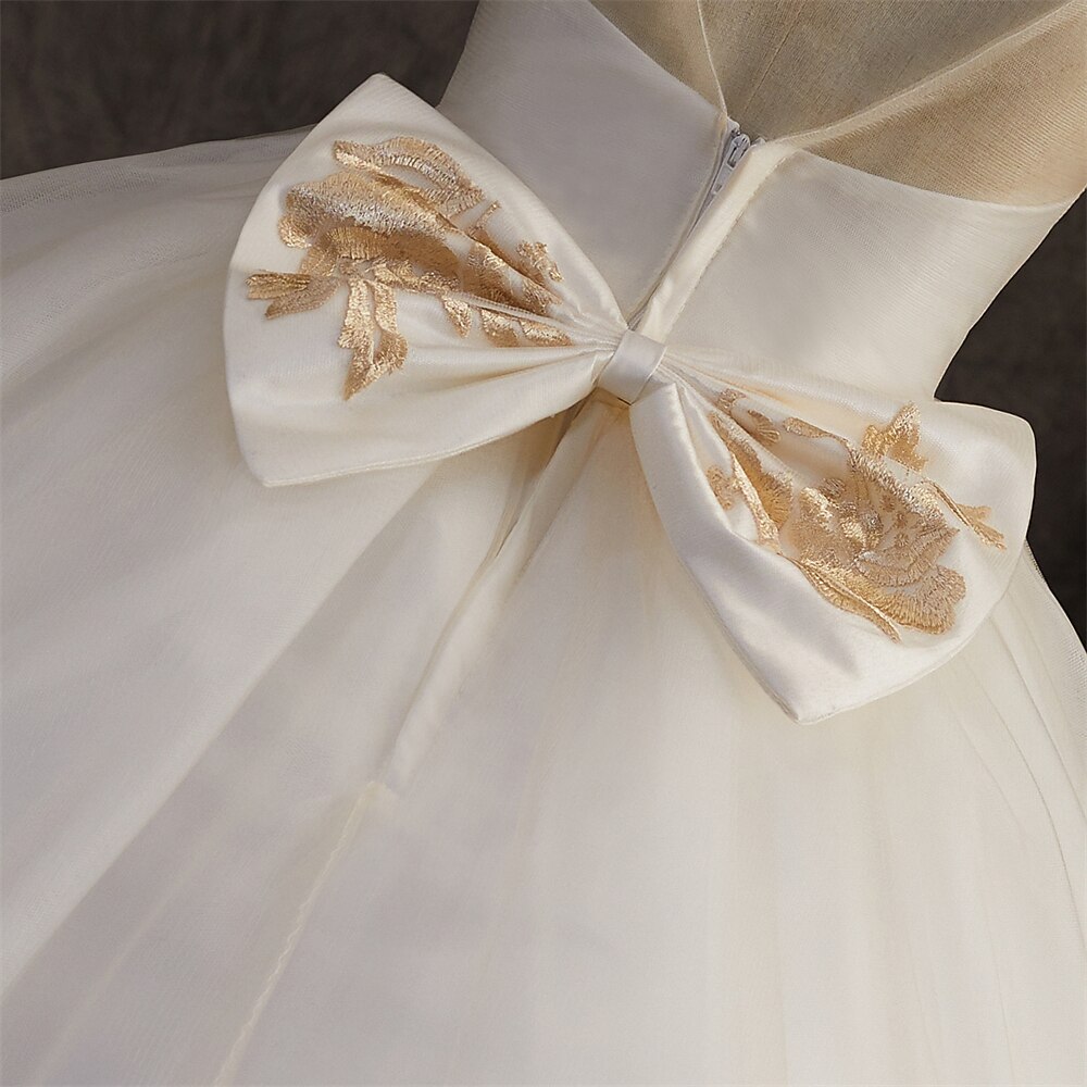 kinderkleidung Mädchen Blumenmädchen Kleid Kleid Blumen Einfarbig Ärmellos Hochzeit Party Geburtstag Spitze Rüschen Gitter Kuschelig Prinzessin Polyester Maxi A Linie Kleid Tüll-Kleid Sommer Herbst 2025 - $91.99 –P11