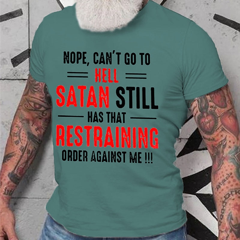 Homme Graphique Lettre Non je ne peux pas aller en enfer T-shirt Style décontracté 100% Coton Manche Courte Graphique Chemise Noir Blanche Rouge T-shirt confortable Rue Occasionnel Vêtements de de 2025 ? $15.99 –P10