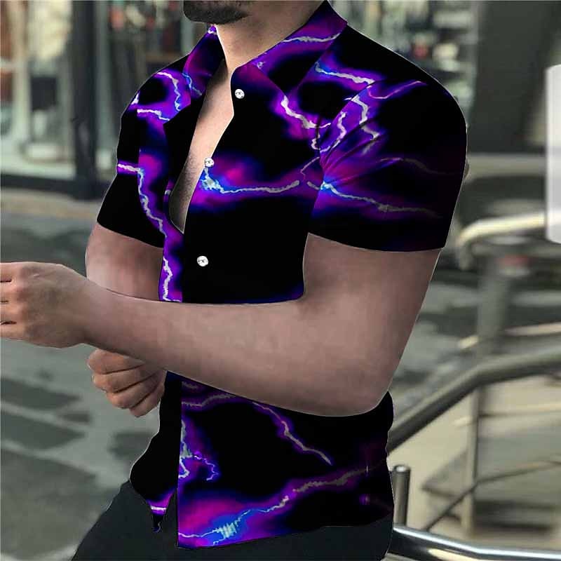 Voor heren Abstract Barst Overhemd Overhemd met knopen Korte mouw Modieus Streetwear Ontwerper Buiten Straat Dagelijks Zomer Lente Strijkijzer Afdrukken Zwart Wit Geel Rood blauw 2025 - $24.99 –P2