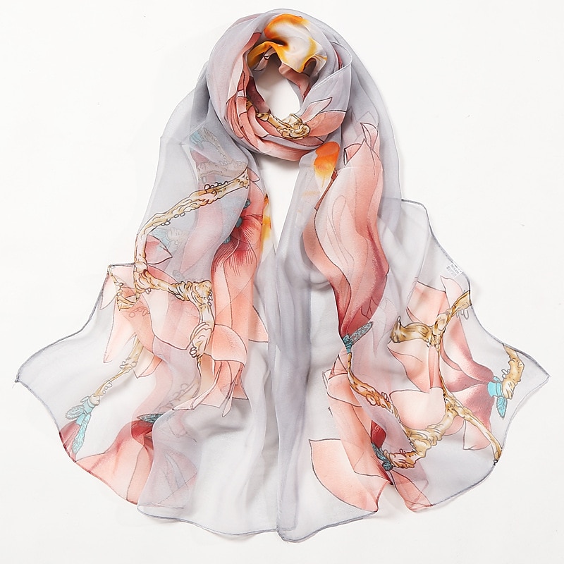fiore estate donna stile sottile sciarpa bandana morbida bandana femminile elegante scialle hijab hairscarves sciarpa da spiaggia del 2025 a $25.99 –P5