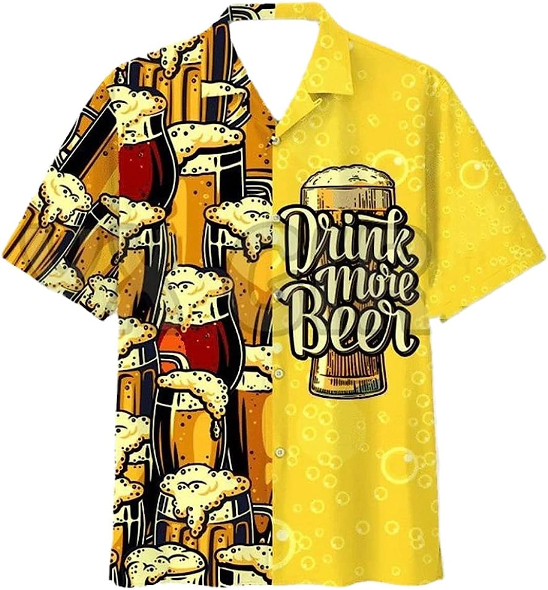 Homme Imprimés Photos Bière Chemise Chemise hawaïenne Chemise Aloha Manche Courte Tropique Mode Hawaïen Casual Hawaïen Vacances Eté Printemps Col rabattu Imprimer Bouton bas Jaune clair Noir Jaune de 2025 ? $24.99 –P6