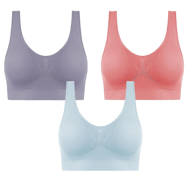 Women's Sports Bra High Support Removable Pad Wireless Solid Color Black White Yoga Fitness Gym Workout Bra Top Sport Activewear High Impact Breathable Quick Dry Stretchy Slim 2025 - $17.99 –P14