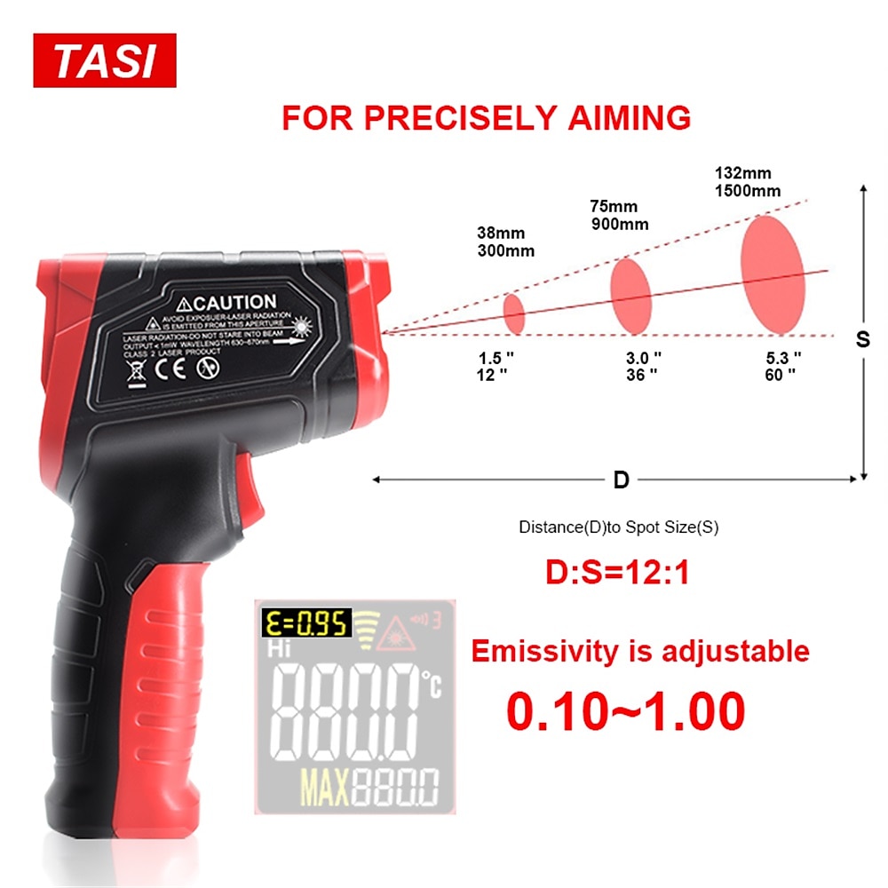 TASI TA601A TA601B TA601C Digital Infrared Thermometer Laser Positioning Temperature Meter LCD Light Alarm Non-Contact Termometro 2025 - $41.99 –P5