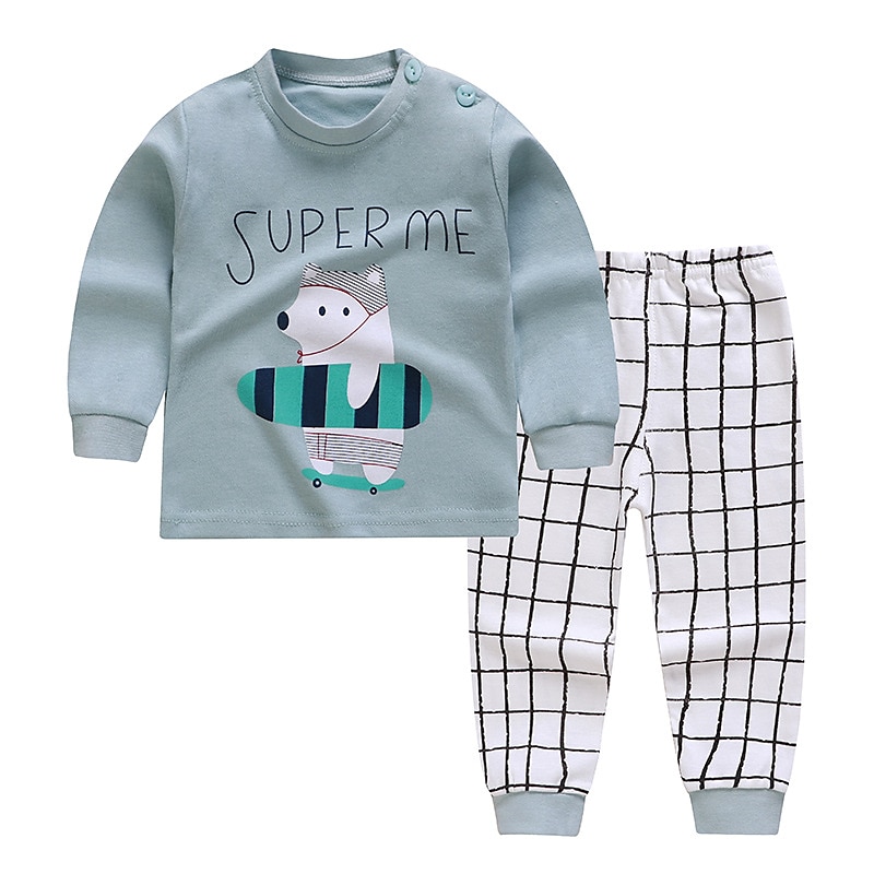 unisex hoodie för barn & byxa kläder set 2 delar långärmad mörkblå tecknad djur bomull ledig komfort 2-6 år 2025 - $22.99 –P10