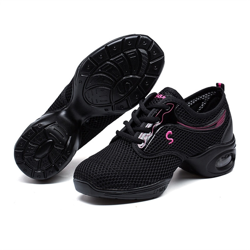 Schwarze Mesh-Tanz-Sneaker für Damen – atmungsaktive, leichte Jazzschuhe mit Luftpolstersohle für Zumba, Hip-Hop und Fitnesstraining 2025 - $29.99 –P5