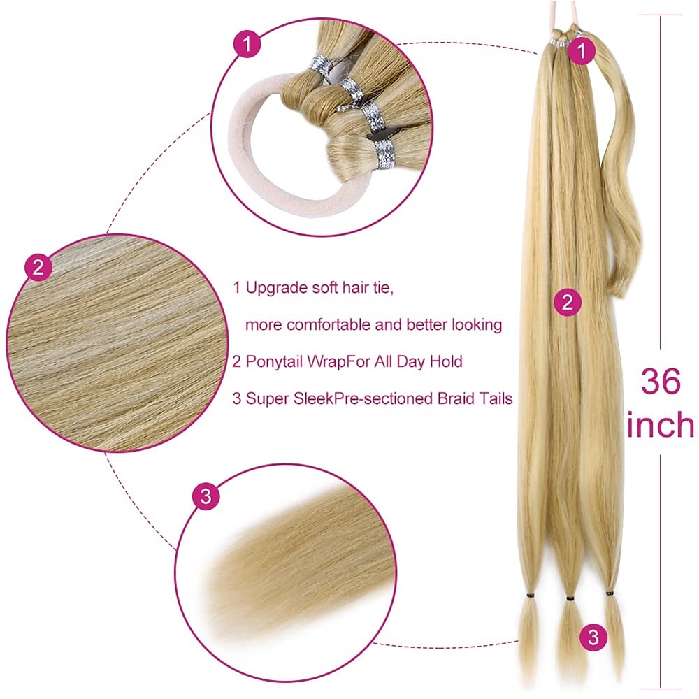 36 Inch Ponytail Extension Synthetic Long Braided Ponytail Extensions with Hair Tie Straight Wrap Around Hair Pretty Hair Ponytails Hair pieces For Women Daily Use 2025 - $15.99 –P10
