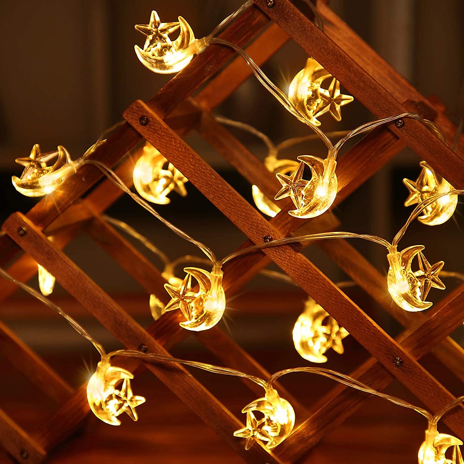 Moon stars fairy string lights 3m 20 leds 6m 40 leds ramadan string lights zasilany z baterii na ramadan boże narodzenie wesele dekoracje na patio domu 2025 - $12.49 –P10