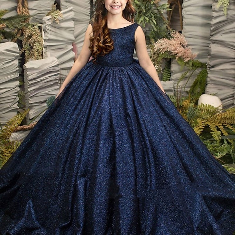 Kids Girls' Party Dress Solid Color Sleeveless Performance Wedding Mesh Princess Sweet Lace Mid-Calf Sheath Dress Tulle Dress Flower Girl's Dress Summer Spring Fall 2-12 Years Blue 2025 - $104.99 –P2
