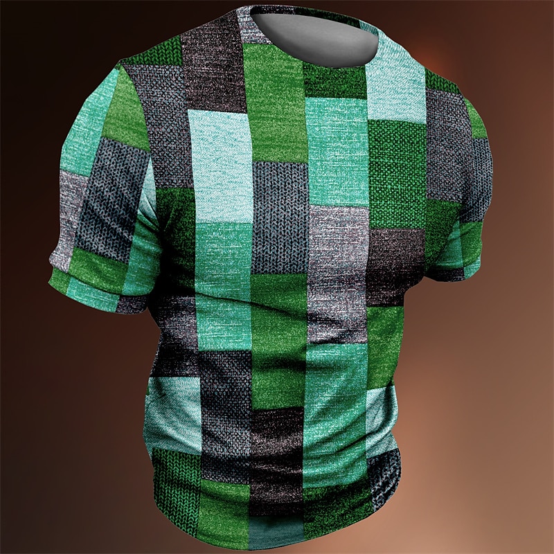 Per uomo Color Block maglietta Magliette Manica corta maglietta Stampa 3D Girocollo Camicia Vintage Di tendenza Originale Esterno Informale Giornaliero Giallo Rosso Viola Primavera estate del 2025 a $17.99 –P3