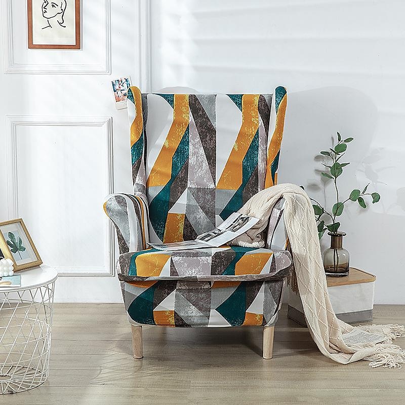 stretch wingback stoltrekk vinge stol slipcovers med seteputetrekk spandex jacquard wingback lenestoltrekk til ikea strandmon stol 2025 - $53.99 –P17