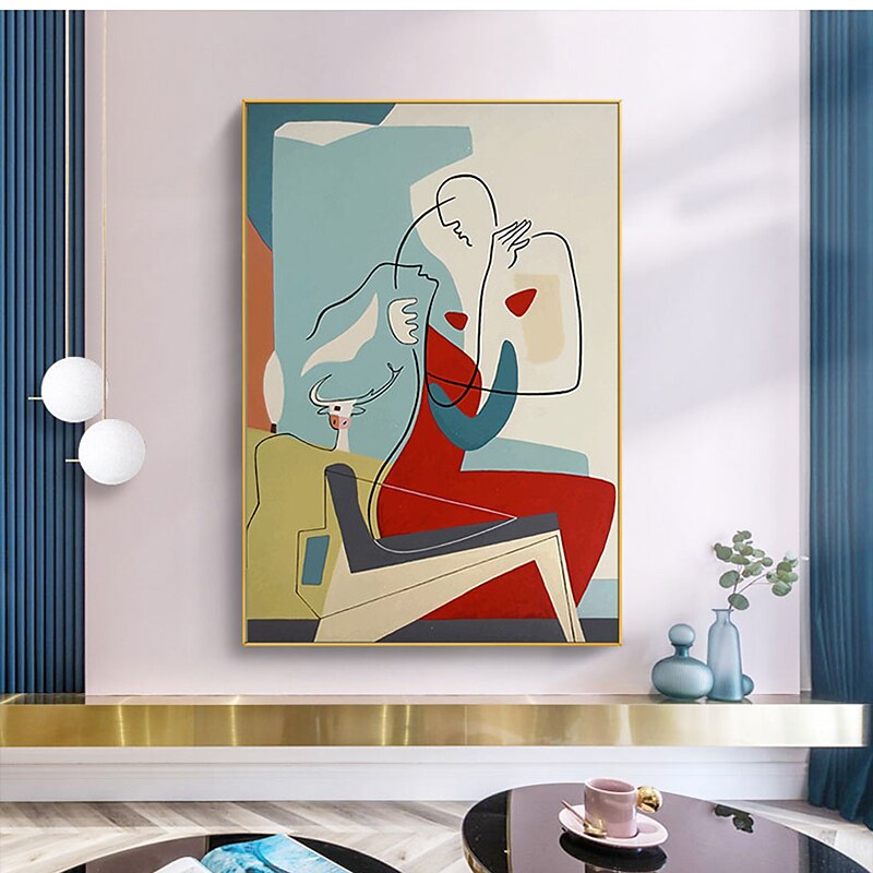 handgjord oljemålning canvas väggkonst dekoration pablo picasso stil tjej för heminredning rullad ramlös osträckt målning 2025 - $92.99 –P7