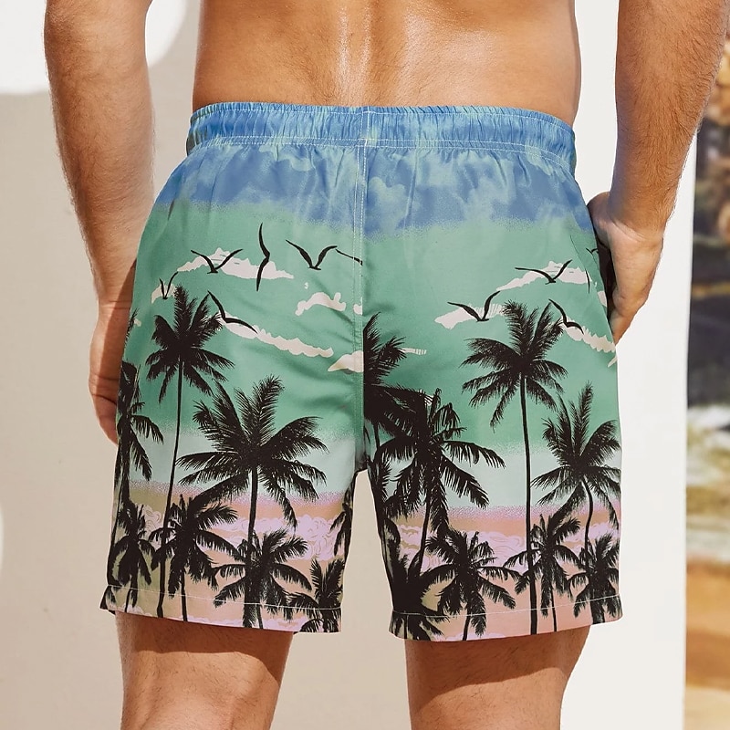 Bărbați Grafic Copac de cocos Pantaloni Scurți de Înot Pantaloni Scurti Chiloți Înot Talie medie Șic Stradă Hawaiană Boho Casual Zilnic Concediu Cordon cu căptușeală din plasă Talie elastică Designer 2025 - $17.99 –P12