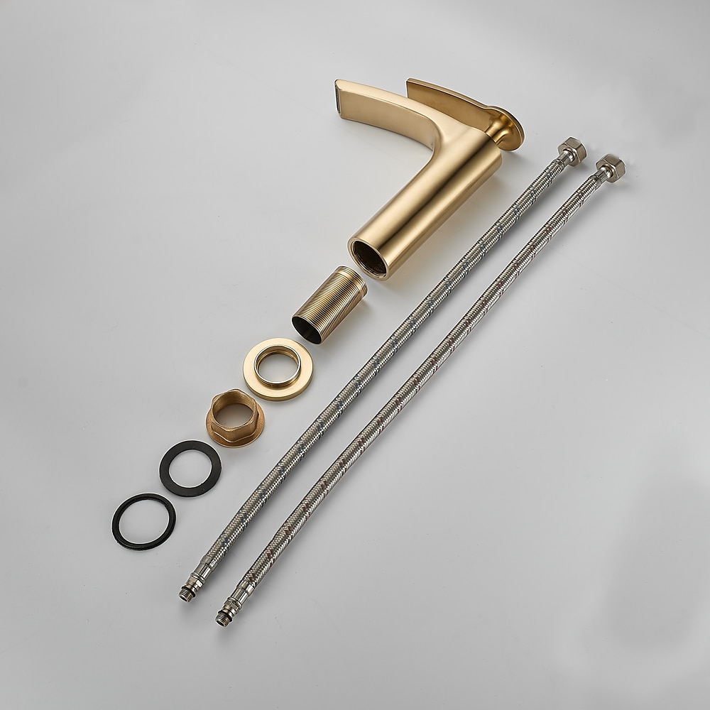 Bathroom Waterfall Sink Faucet, Basin Mixer Taps Tall Short Brass, Deck Mounted Single Handle One Hole Tap with Hot and Cold Hose Vessel Water Tap Washroom 2025 - $129.99 –P2