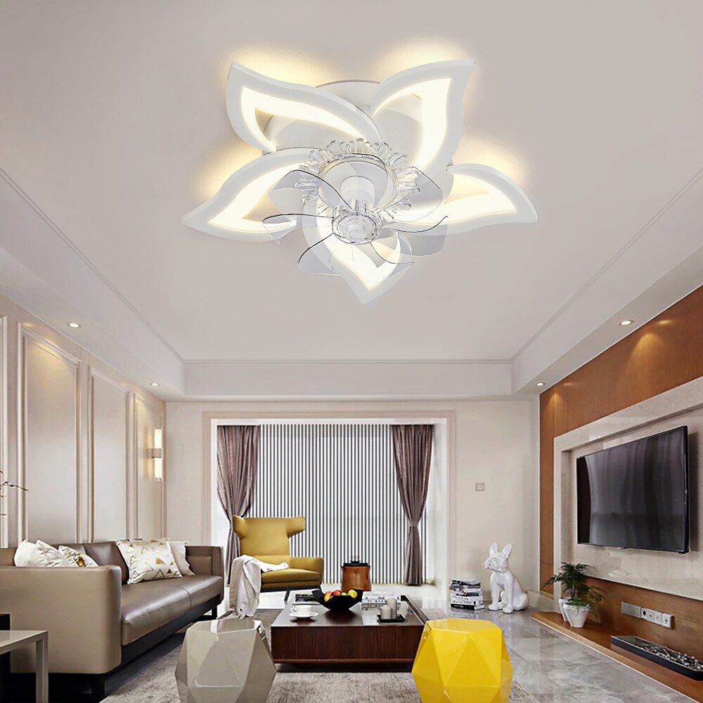 LED Ceiling Fans Dimmable with Remote Contral Flower Design Flush Mount Ceiling Lamp Acrylic Lampshade Chandelier Bedroom Living Room 2025 - $244.69 –P14