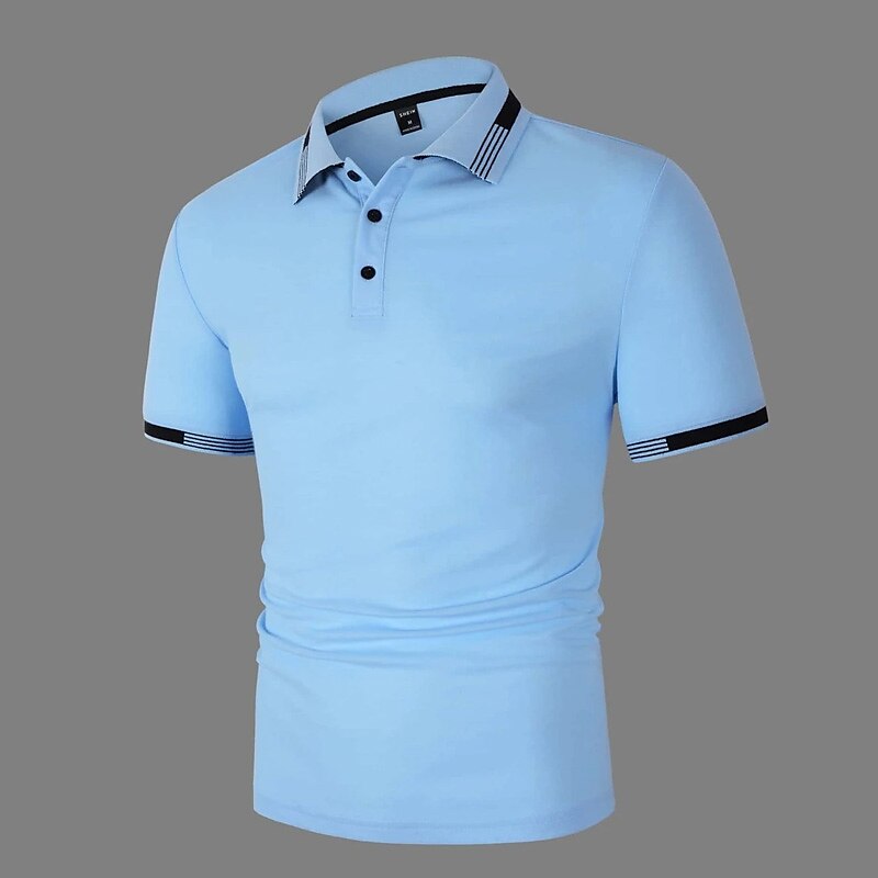 Herren Poloshirt Golfhemd Strasse Casual Klassisch Kurzarm Modisch Basic Farbblock Taste Sommer Regular Fit Grasgrün Hellhimmelblau Schwarz Weiß Rosa Perlenrosa Poloshirt 2025 - $17.99 –P1