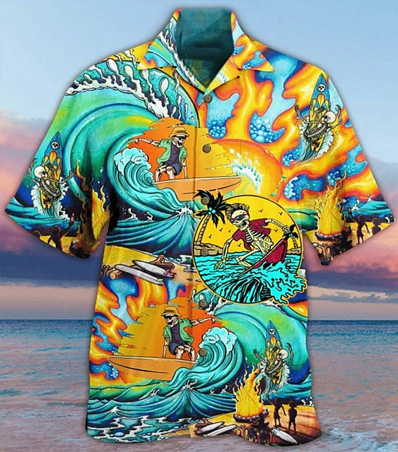 Férfi Sárkány Kókuszfa Láng Ing Hawaii ing Aloha ing Rövid ujjú Ing Térfogatcsökkenés Tropikus Divat Hawaii Hétköznapi Hawaii Szabadság Sárga Medence Narancssárga S M L 2025 - $24.99 –P4