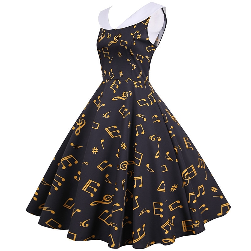 Retro / vintage 1950 Rochie de epoca Rochie leagăn Rochie Flare Note muzicale Pentru femei Carnaval Mascaradă Casul / Zilnic Petrecerea Burlăcițelor Adulți Rochie Rochii de acasă 2025 - $23.99 –P6