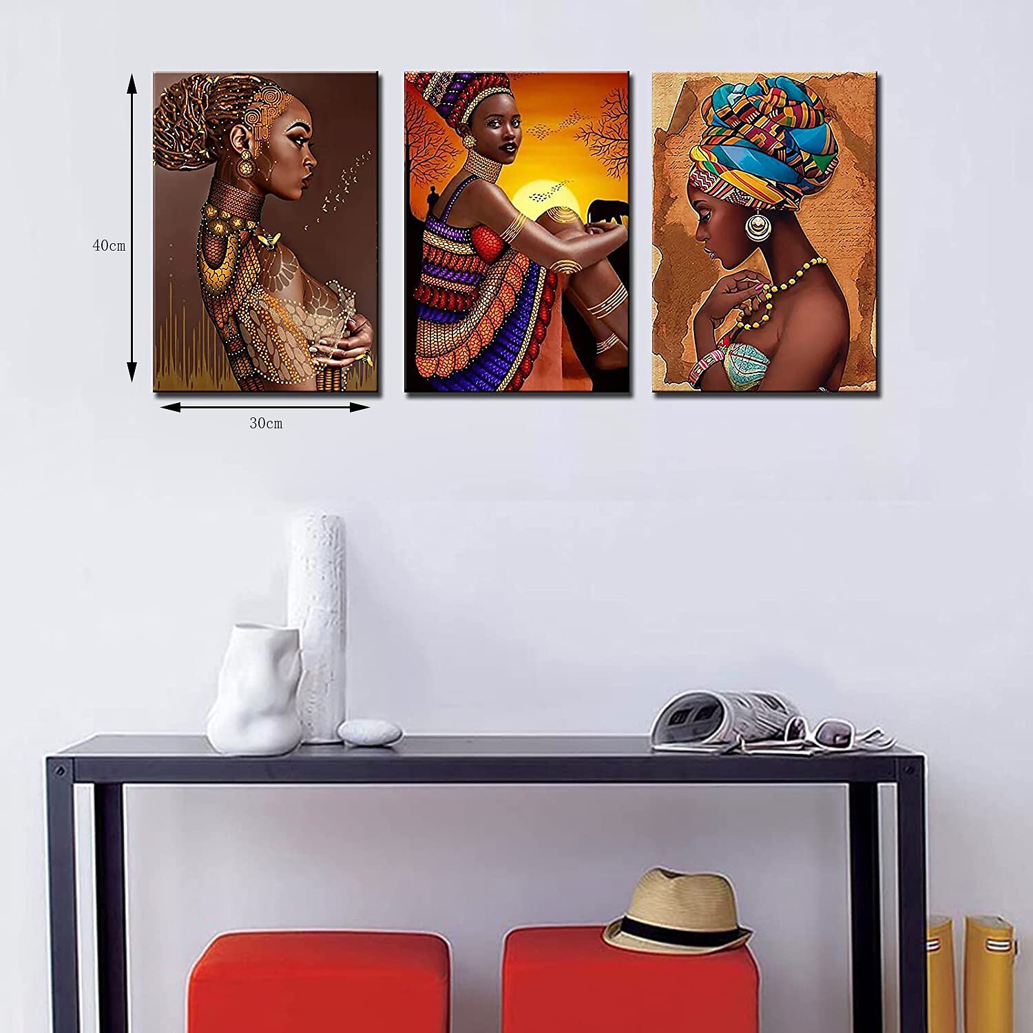 afrikanske kvinder portræt lærred vægkunst til stue indretning stykker farverige mærkelige afrikanske pige oliemalerier brun køkken væg indretning kunstværk boligindretning værelse vægbilleder - US $56.79