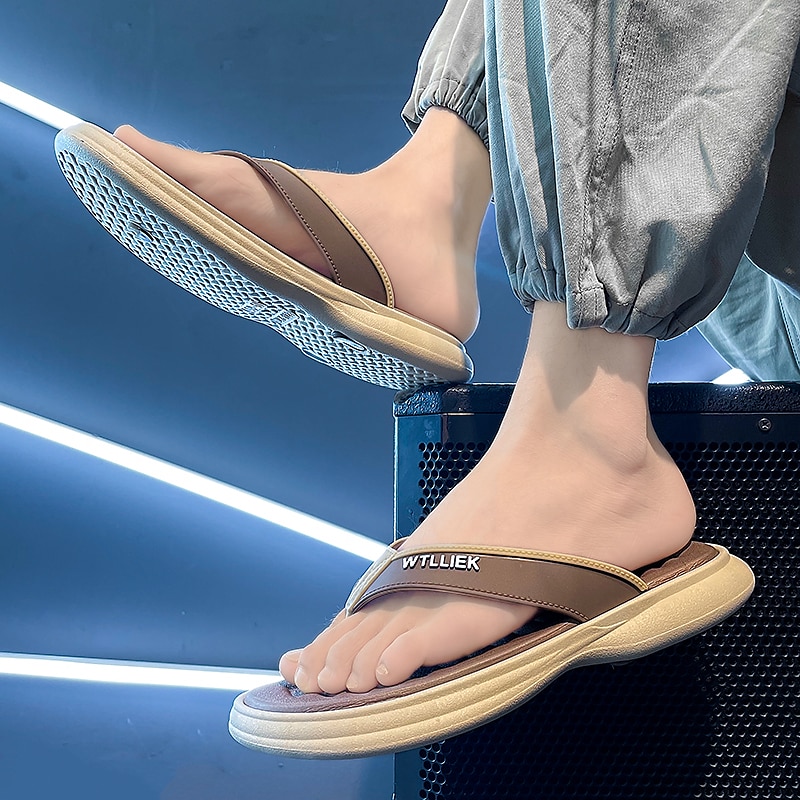 Men's Slippers & Flip-Flops Flat Sandals Flip-Flops Walking Casual Beach Daily EVA Breathable Black Blue Khaki Summer 2025 - $29.99 –P8