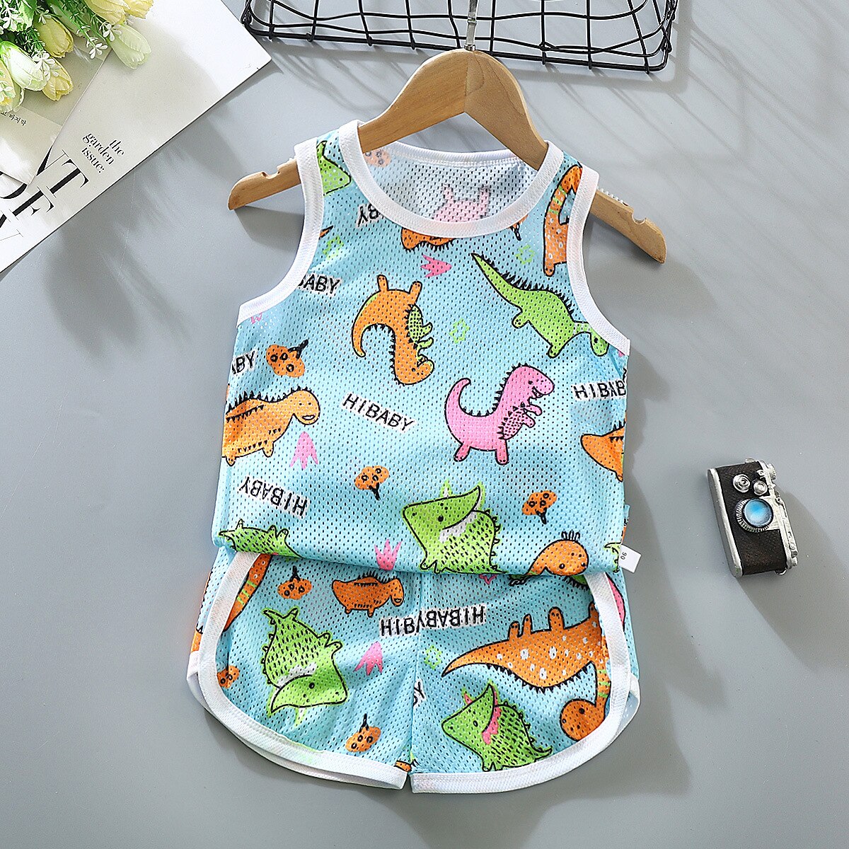 2 elementy Brzdąc Dla chłopców Tank top i spodenki Strój Zwierzę Kreskówki Bez rękawów Bawełna Ustawić Na zewnątrz Moda Codzienny Lato Wiosna 3-7 lat Niebieski dinozaur Pióro Samochód 2025 - $7.99 –P5