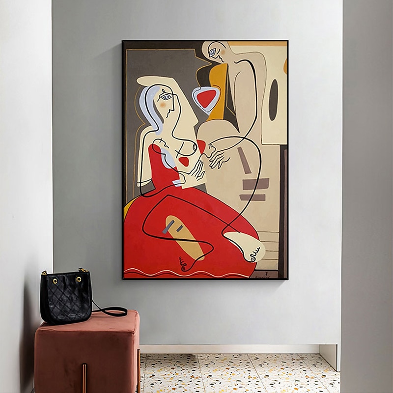handgjord oljemålning canvas väggkonst dekoration pablo picasso stil tjej för heminredning rullad ramlös osträckt målning 2025 - $92.99 –P8