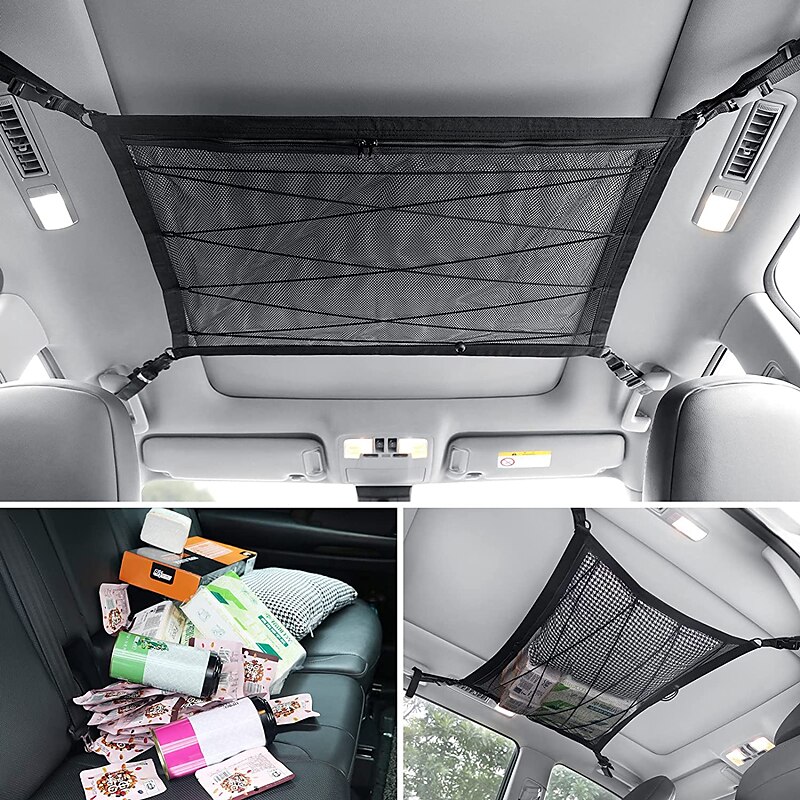suv auto soffitto tasca a rete rete a doppio strato borsa da tetto per auto rete di carico interna borsa a rete traspirante stivaggio automatico riordino viaggio lungo viaggio campeggio accessori del 2025 a $17.99 –P6