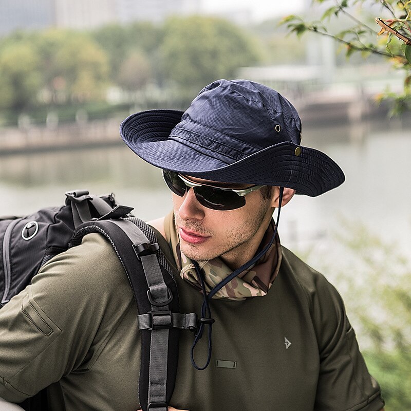 Wide Brim UV Protection Hat Solid Color Fisherman Cap Portable Sun