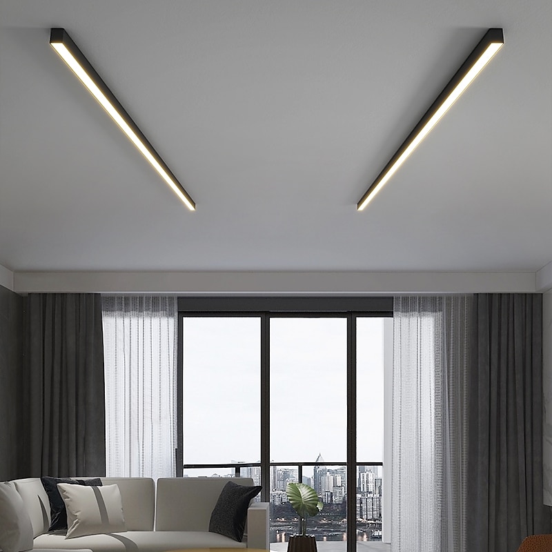 plafoniera a led dimmerabile 60cm 80cm line design plafoniere in metallo acrilico per soggiorno ufficio 110-240v del 2025 a $97.99 –P1