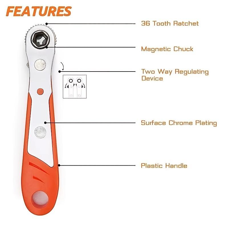 1 jeu de clé à cliquet hexagonale avec un embout de tournevis, mini outils à douille à dégagement rapide de 1/4 pouce, clé de réparation de poignée domestique tournevis pour véhicule automobile de 2025 ? $7.99 –P5