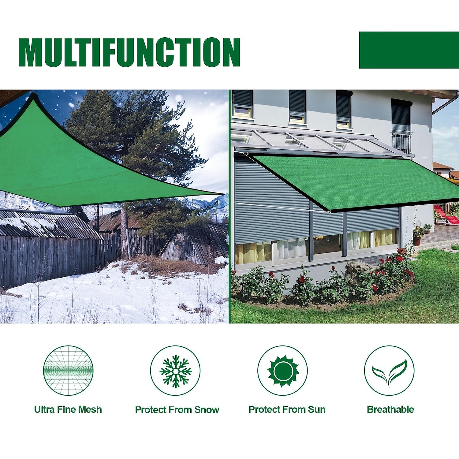 groen zonneschermdoek, dicht schaduwnet warmte-isolatienet, schaduwdoek, zon- en sneeuwbescherming voor balkon, binnenplaats, campercamping 2025 - $15.49 –P2