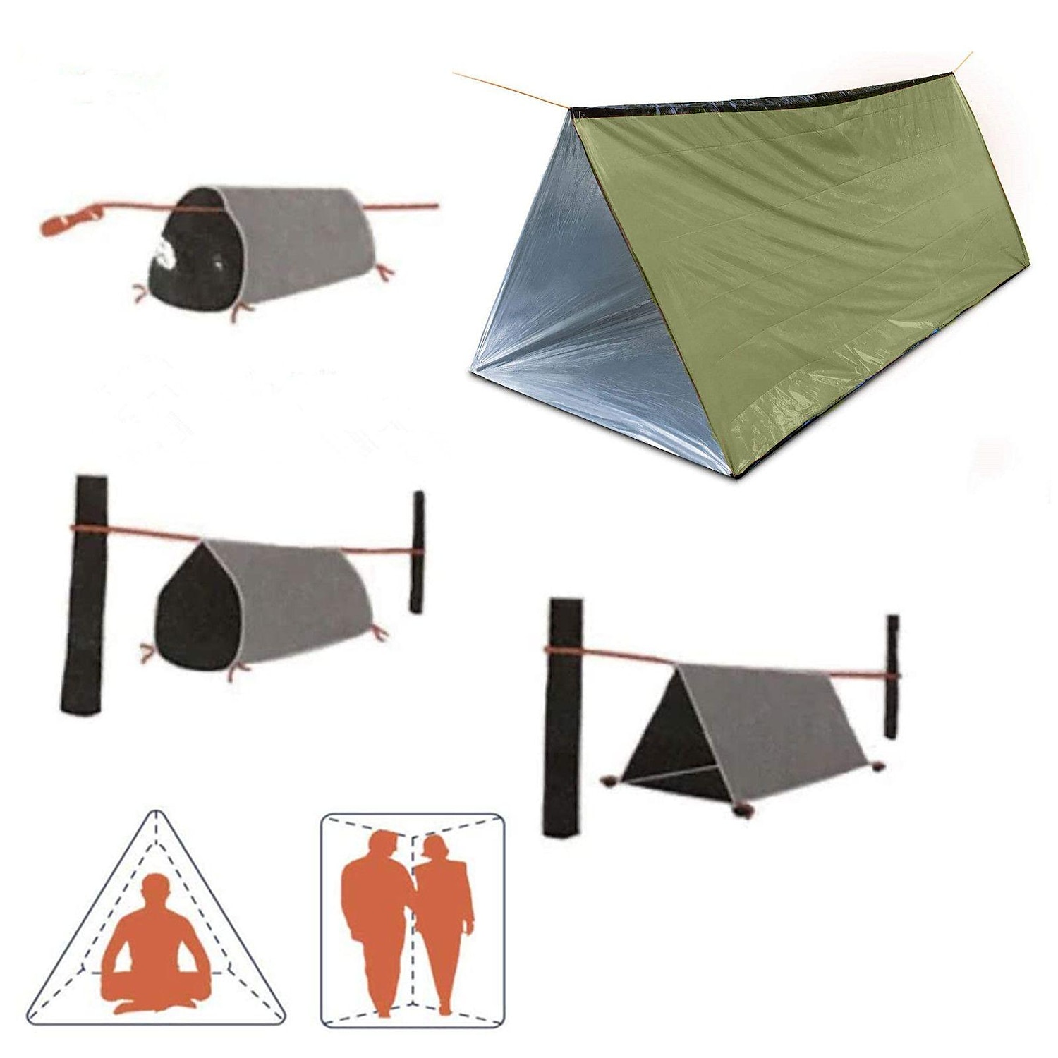 First Aid Tent, Portable Outdoor Emergency Shelter, Waterproof, Windproof And Warm Mylar Emergency Blanket For 2 People, Outdoor Camping Accessories 2025 - $10.99 –P2