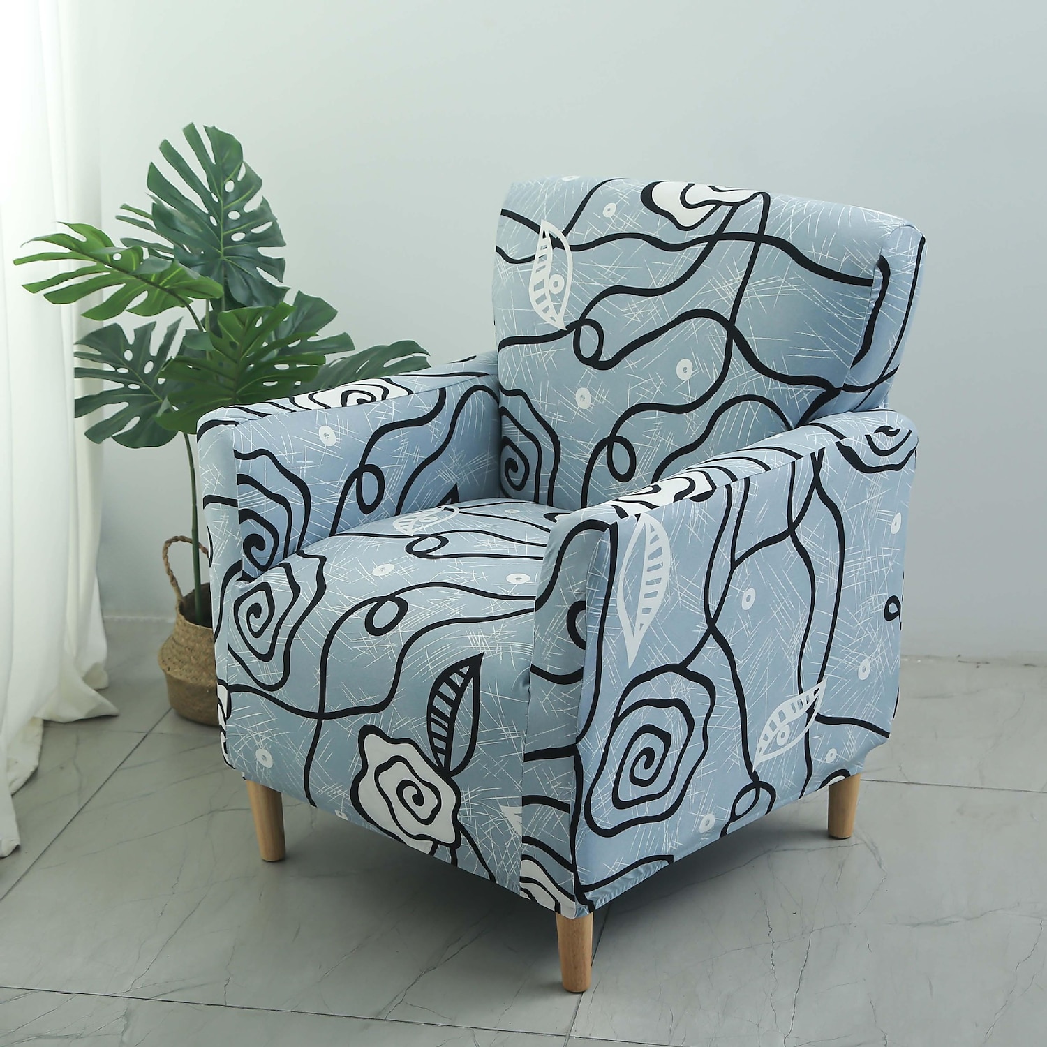 Housse de canapé extensible simple housse de fauteuil 1 place protecteur de meubles de canapé avec fond élastique pour enfants, animal de compagnie de 2025 ? $22.99 –P9