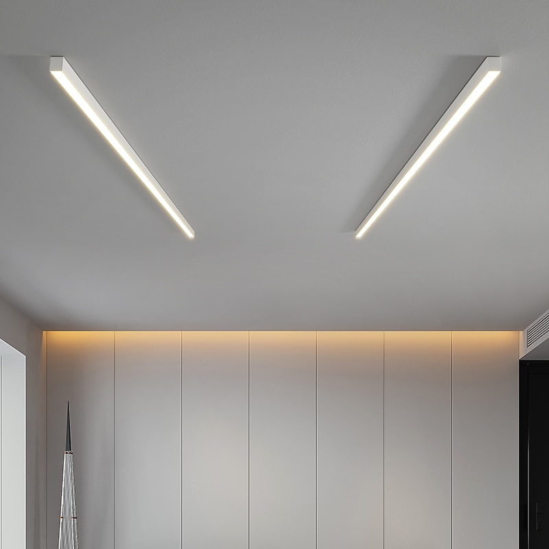 plafoniera a led dimmerabile 60cm 80cm line design plafoniere in metallo acrilico per soggiorno ufficio 110-240v del 2025 a $97.99 –P3