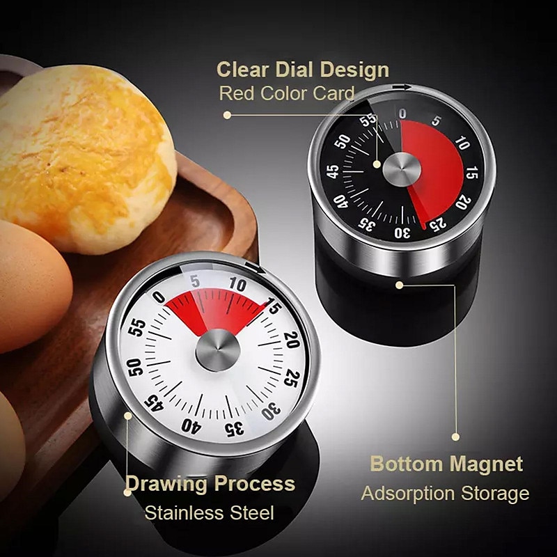 Kitchen Mechanical Timer 60 Minute Alarm Cooking Timer Loud Alarm Magnetic Clock Timer 2025 - $17.99 –P11