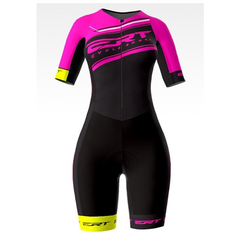 Naisten Triathlon Tri -puku Lyhythihainen triatlon Hopea Vaalean keltainen Tumman harmaa Kuvitettu Pyörä Lycra Urheilu Kuvitettu Vaatetus 2025 - $46.99 –P1