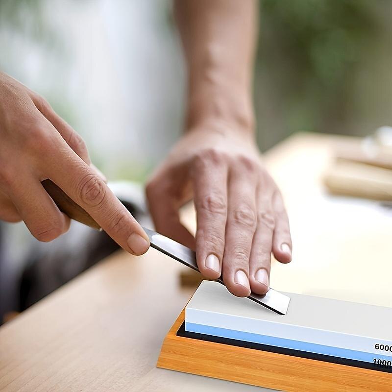 1pc Premium Whetstone, Knife Sharpening Stone, 2 Side Grit 1000/6000 Waterstone, Whetstone Knife Sharpener, Non-Slip Bamboo Base &amp; Angle Guide 2025 - $35.99 –P8